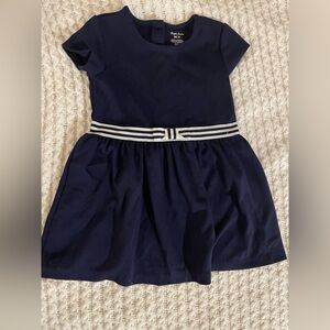 Ralph Lauren Navy Blue Kids Dress with Striped Waistband